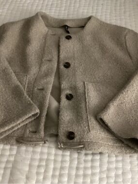 H&M Cream Bouclé Bomber Jacket